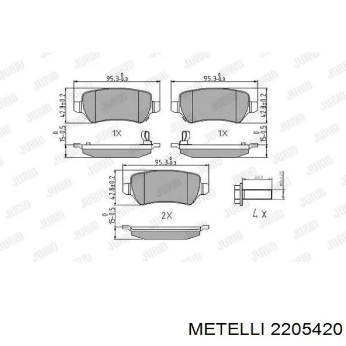 Задні дискові колодки Metelli 2205420