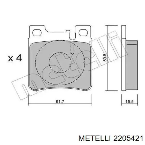 2205421 Metelli Колодки гальмівні задні, дискові