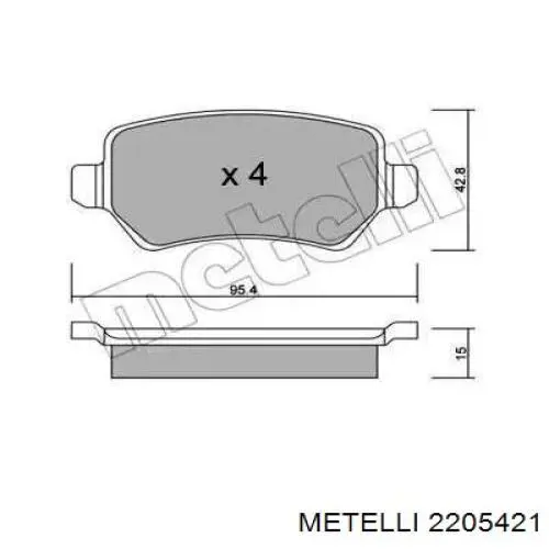 Колодки гальмові задні, дискові 2205421 Metelli