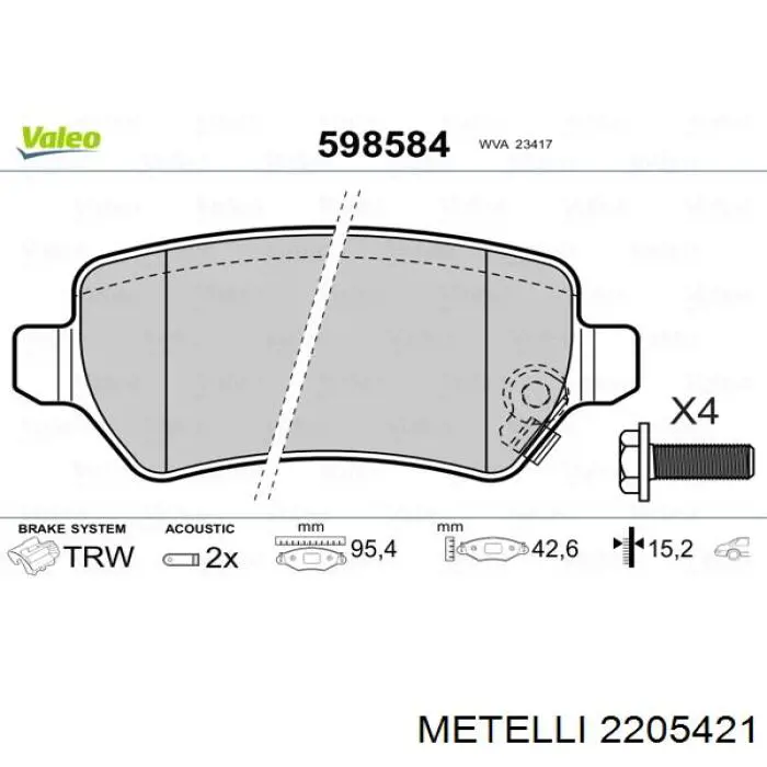 Купити 2205421 Metelli Задні колодки