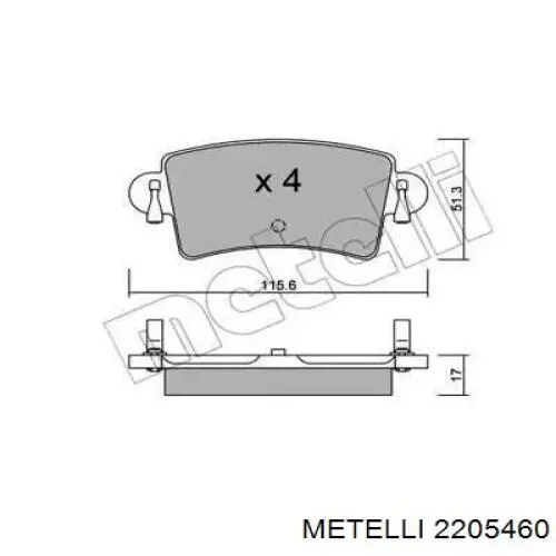 Задні гальмівні колодки 2205460 Metelli