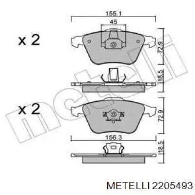 Гальмівні колодки Metelli 2205493 ціна, від 42.42 USD