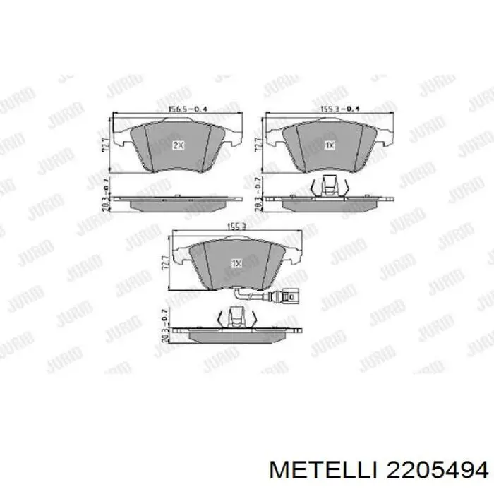 Передні тормозні колодки 2205494 Metelli