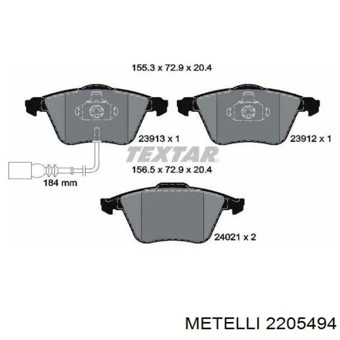 Гальмівні колодки Metelli 2205494 ціна, від 40.44 USD
