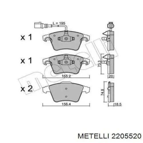 Гальмівні колодки Metelli 2205520 ціна, від 31.56 USD