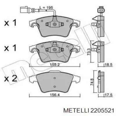 Гальмівні колодки Metelli 2205521 ціна, від 32.41 USD