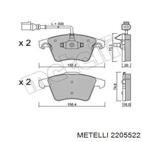 Гальмівні колодки Metelli 2205522 ціна, від 36.25 USD