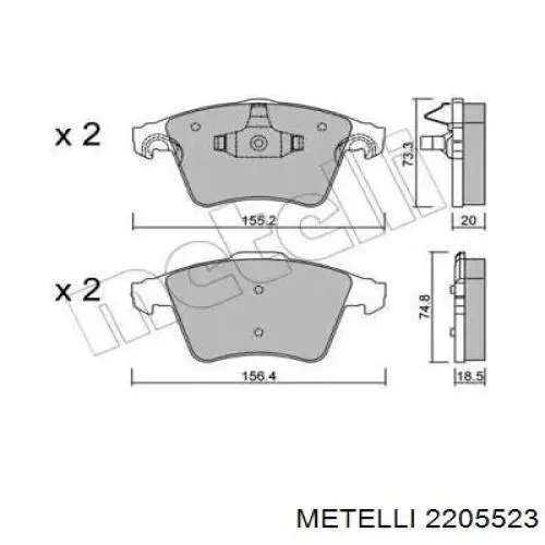 Гальмівні колодки Metelli 2205523 ціна, від 29.54 USD
