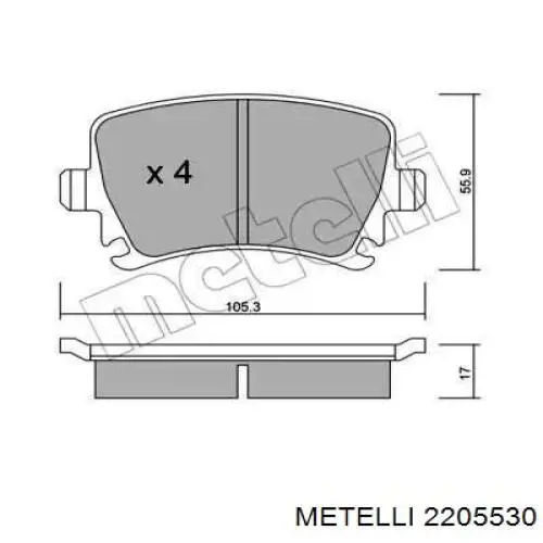 Задні гальмівні колодки Metelli 2205530 ціна, від 17.12 USD