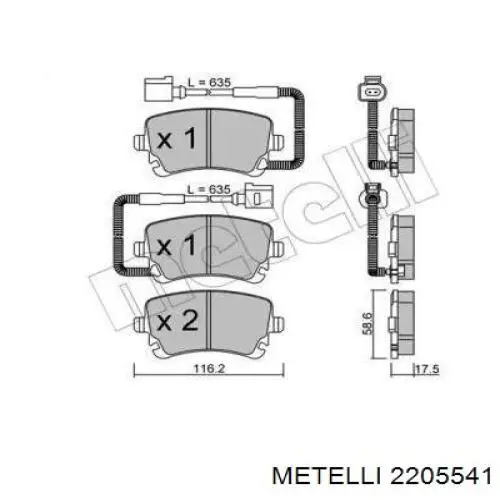 Задні гальмівні колодки Metelli 2205541 ціна, від 27.21 USD