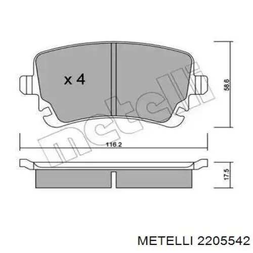 Задні гальмівні колодки Metelli 2205542 ціна, від 20.73 USD