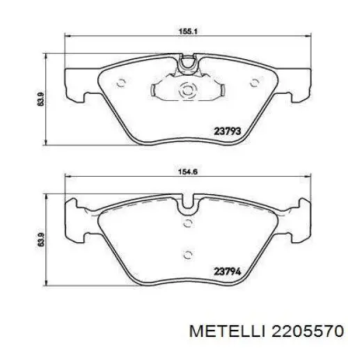 Купити 2205570 Metelli Колодки гальмівні передні, дискові
