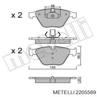 2205589 Metelli Передні гальмівні колодки