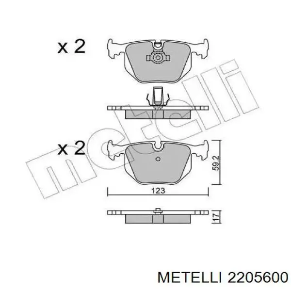 Купити 2205600 Metelli Задні колодки