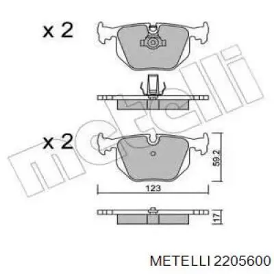 Колодки гальмові задні, дискові 2205600 Metelli