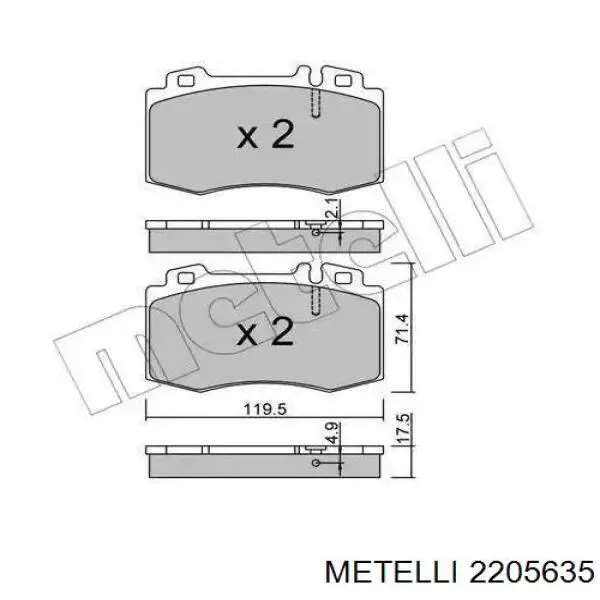 Купити 2205635 Metelli Колодки гальмівні передні, дискові