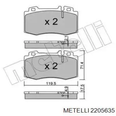 Колодки гальмівні передні, дискові 2205635 Metelli