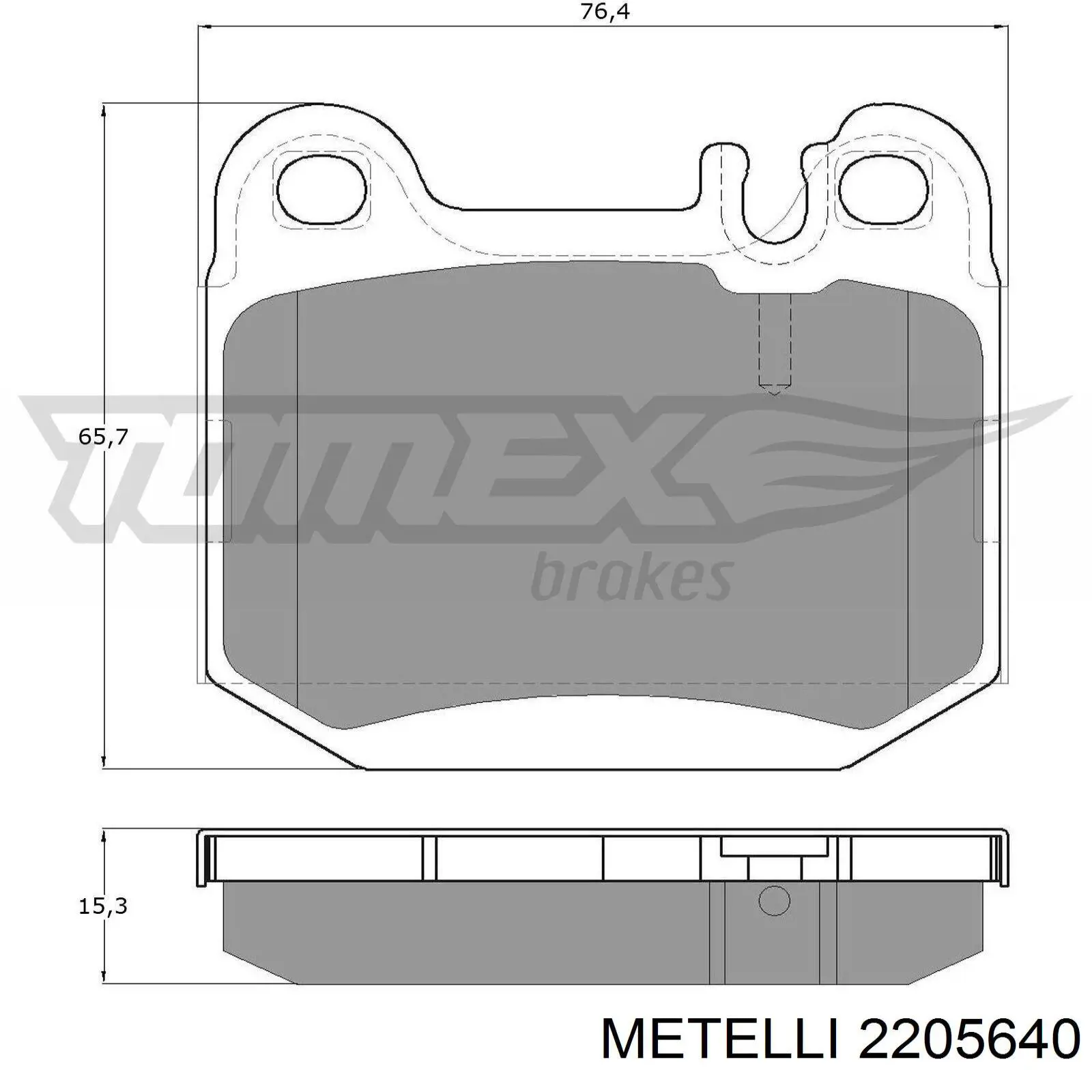 Задні гальмівні колодки 2205640 Metelli