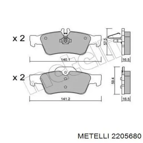 Колодки гальмові задні, дискові 2205680 Metelli