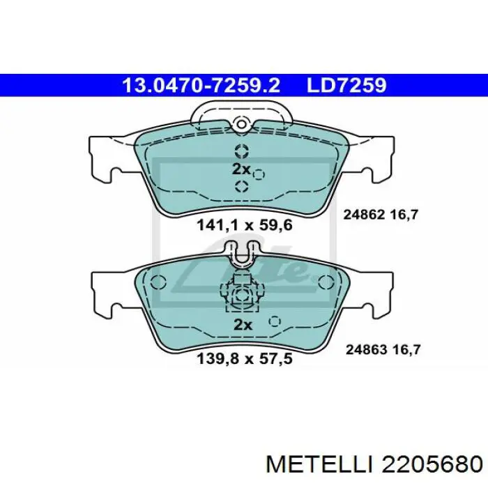 Купити 2205680 Metelli Задні колодки