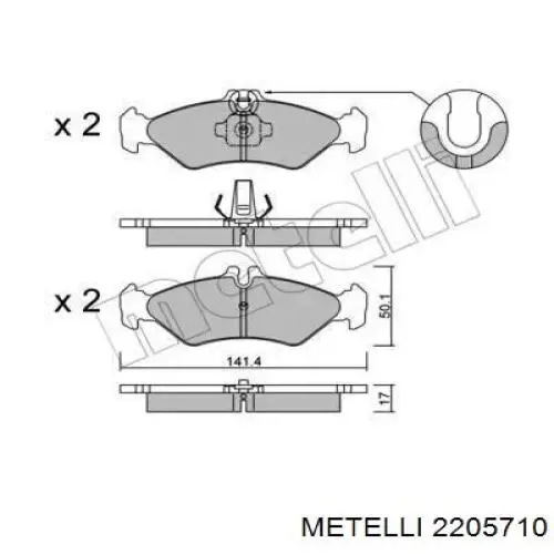 2205710 Metelli Колодки гальмівні задні, дискові