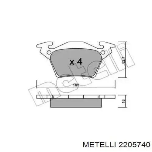 Задні гальмівні колодки Metelli 2205740 ціна, від 13.50 USD