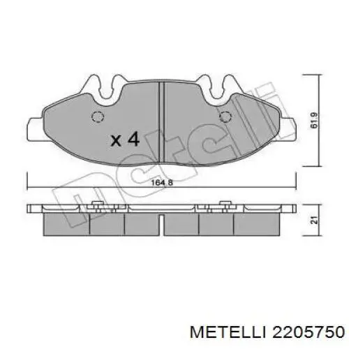 2205750 Metelli Передні гальмівні колодки