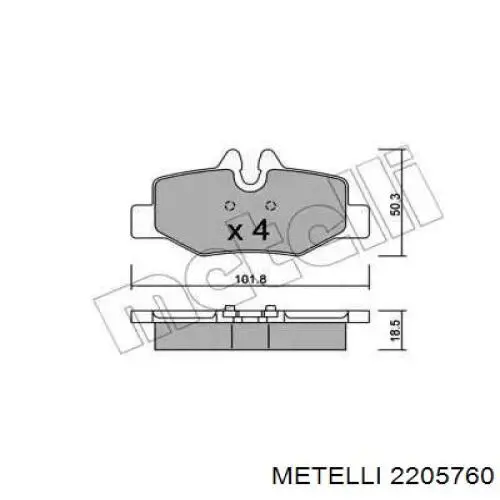 Колодки гальмові задні, дискові 2205760 Metelli