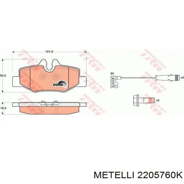 2205760K Metelli Колодки гальмівні задні, дискові