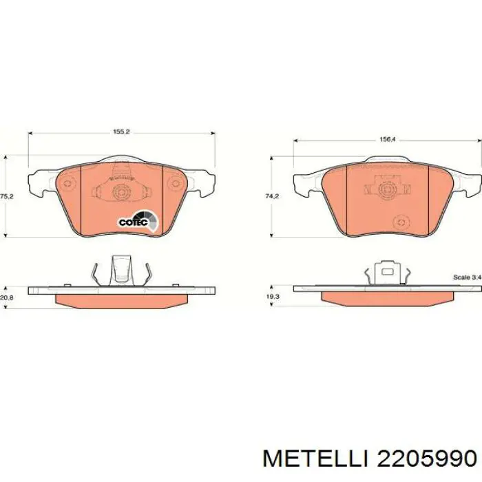 Тормозні колодки Metelli 2205990