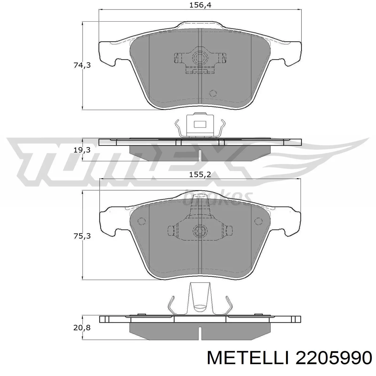 Гальмівні колодки Metelli 2205990 ціна, від 37.79 USD