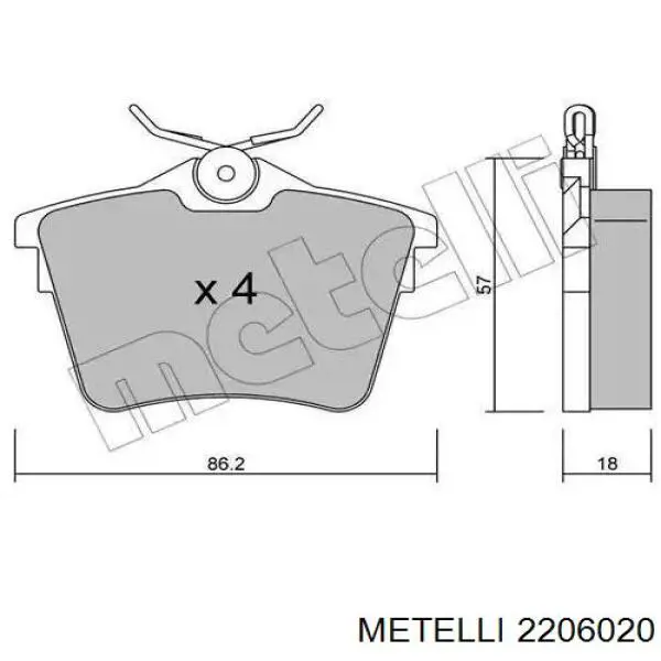 Купити 2206020 Metelli Задні колодки
