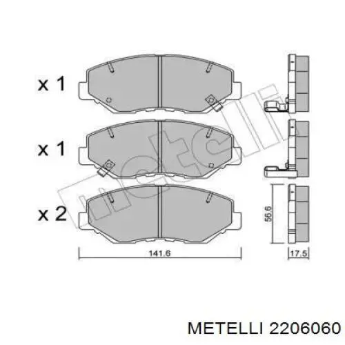Гальмівні колодки Metelli 2206060 ціна, від 23.68 USD