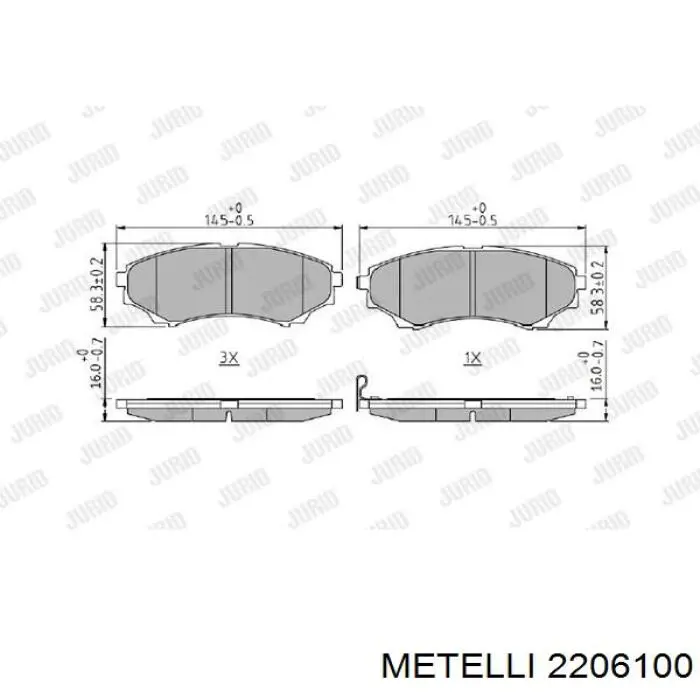 Купити 2206100 Metelli Колодки гальмівні передні, дискові
