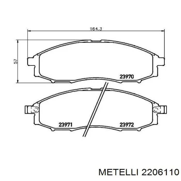 Передні тормозні колодки 2206110 Metelli