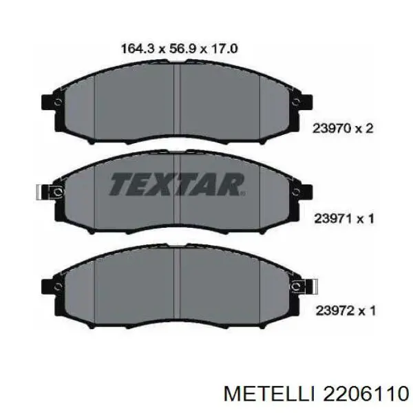 Гальмівні колодки Metelli 2206110 ціна, від 27.24 USD