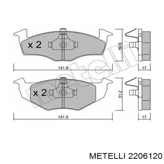 Задні гальмівні колодки 2206120 Metelli