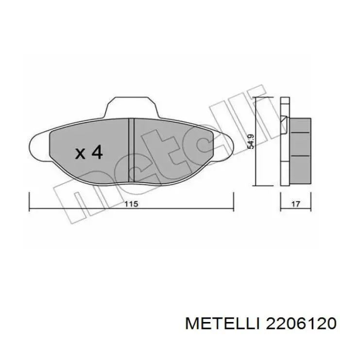 2206120 Metelli Колодки гальмівні задні, дискові