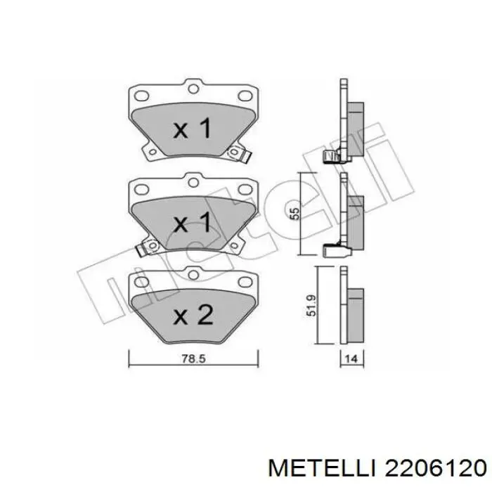 Задні гальмівні колодки Metelli 2206120 ціна, від 15.38 USD