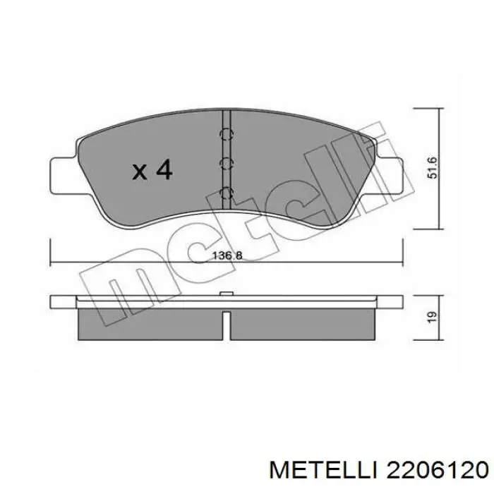 Купити 2206120 Metelli Задні колодки