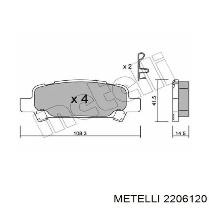 Задні гальмівні колодки Metelli 2206120 ціна, від 15.38 USD