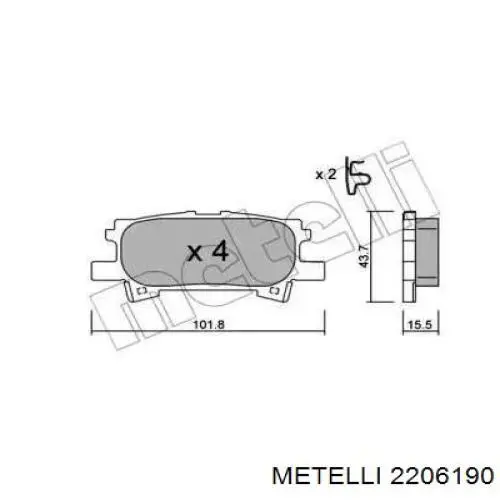 Задні гальмівні колодки Metelli 2206190 ціна, від 24.24 USD