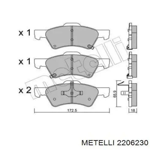 Гальмівні колодки Metelli 2206230 ціна, від 28.85 USD