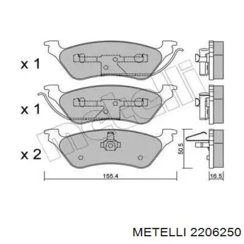 Задні гальмівні колодки Metelli 2206250 ціна, від 24.87 USD
