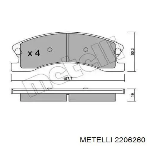 Гальмівні колодки Metelli 2206260 ціна, від 32.26 USD