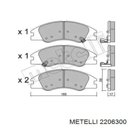 Гальмівні колодки Metelli 2206300 ціна, від 23.98 USD