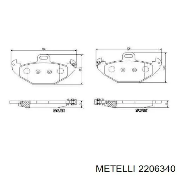 Задні гальмівні колодки Metelli 2206340 ціна, від 17.43 USD