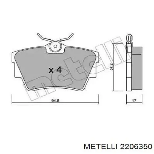 2206350 Metelli Колодки гальмівні задні, дискові