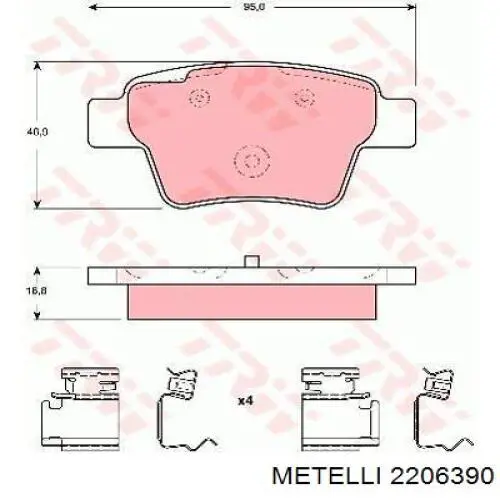 Задні гальмівні колодки 2206390 Metelli