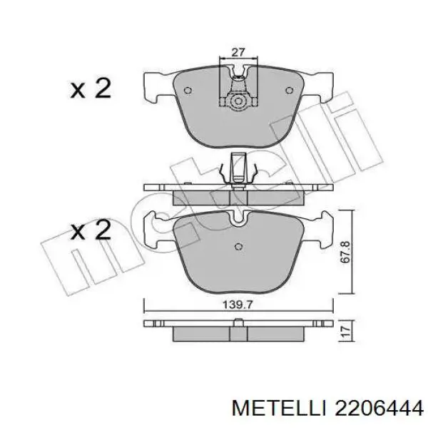 Задні дискові колодки Metelli 2206444